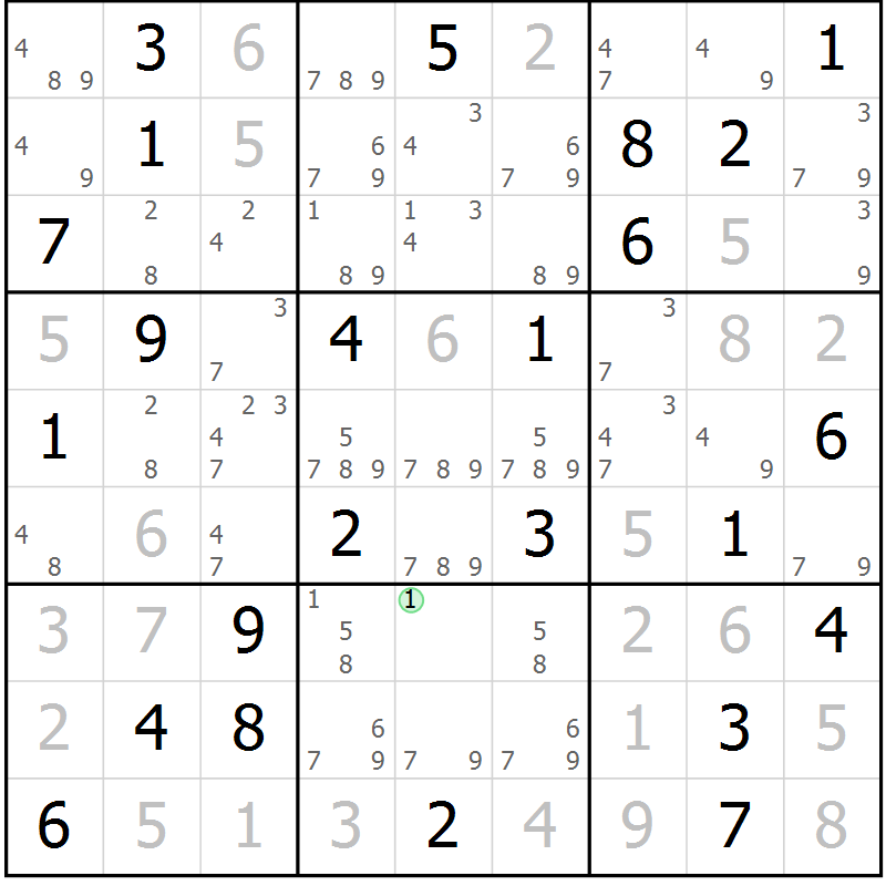Position des candidats pour la solution de la Gr 70 page 73 du magazine de sudoku Virtuose n° 110