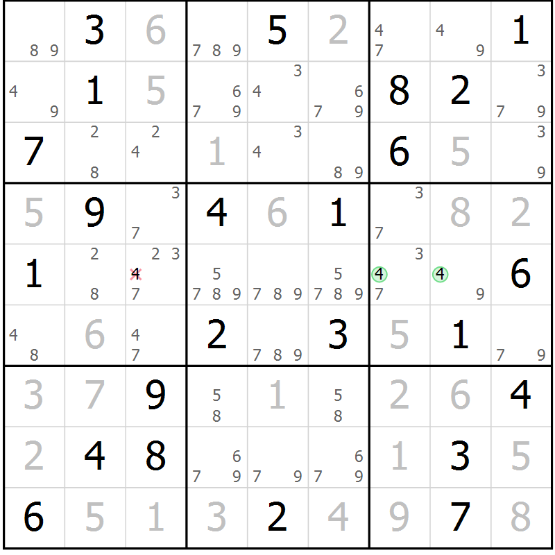 Position des candidats pour la solution de la Gr 70 page 73 du magazine de sudoku Virtuose n° 110