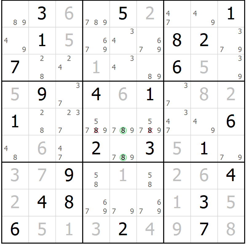 Position des candidats pour la solution de la Gr 70 page 73 du magazine de sudoku Virtuose n° 110