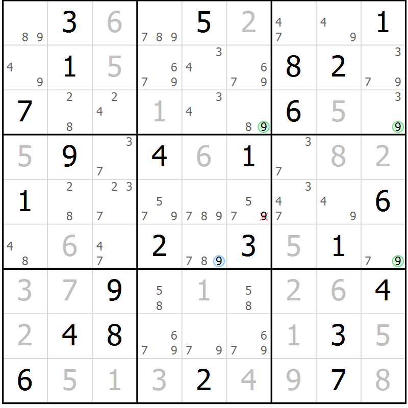 Position des candidats pour la solution de la Gr 70 page 73 du magazine de sudoku Virtuose n° 110