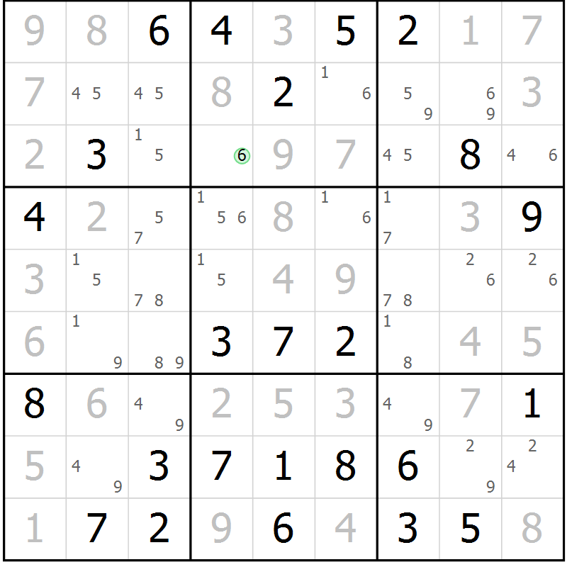 Position des candidats pour la solution de la Gr 71 page 74 du magazine de sudoku Virtuose n° 110