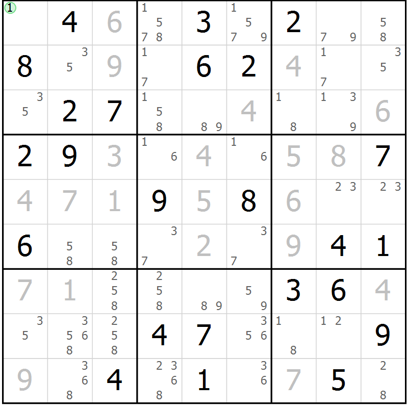 Position des candidats pour la solution de la Gr 73 page 76 du magazine de sudoku Virtuose n° 110
