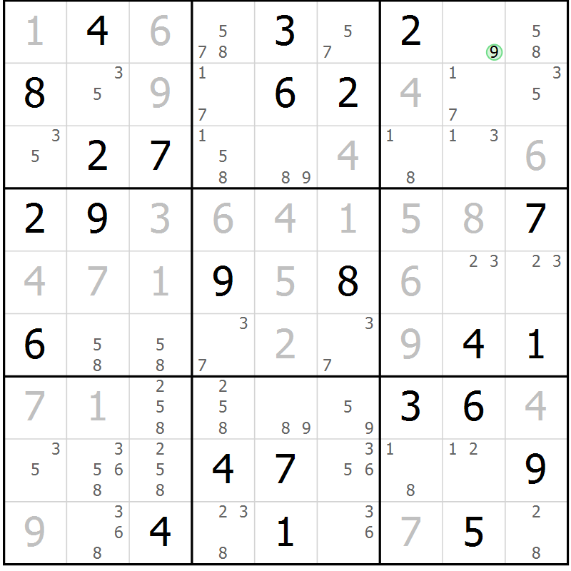 Position des candidats pour la solution de la Gr 73 page 76 du magazine de sudoku Virtuose n° 110