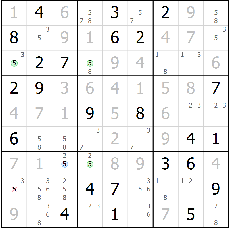 Position des candidats pour la solution de la Gr 73 page 76 du magazine de sudoku Virtuose n° 110