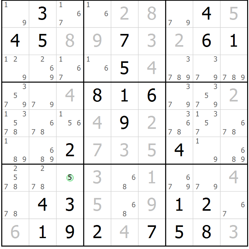 Position des candidats pour la solution de la Gr 75 page 78 du magazine de sudoku Virtuose n° 110