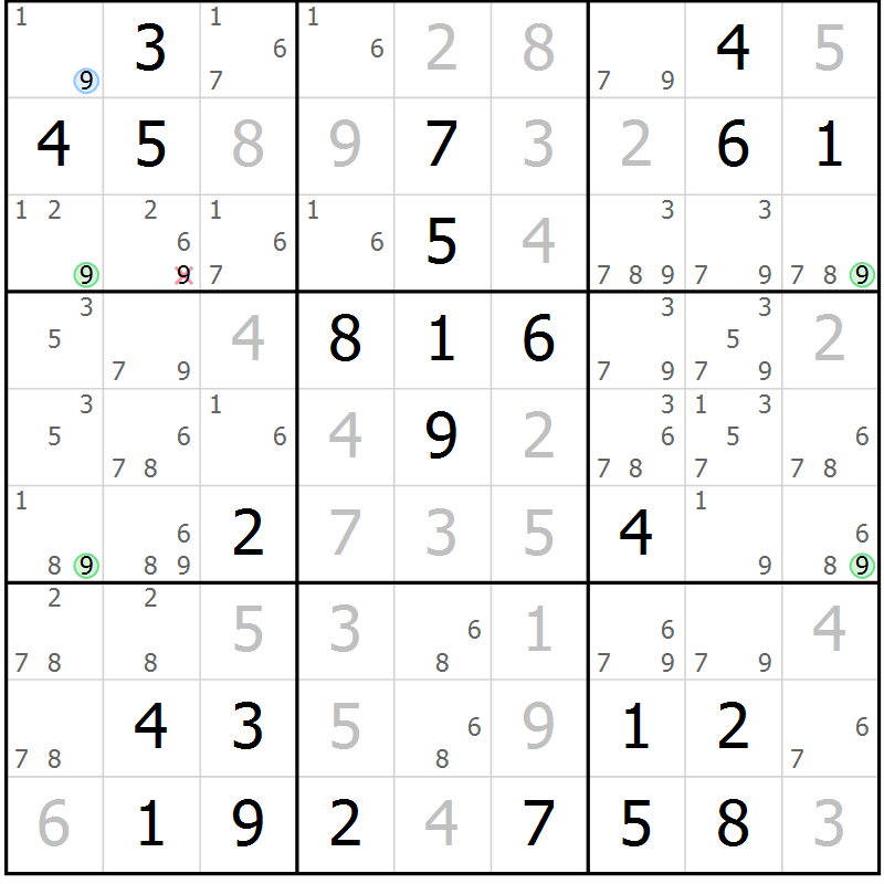 Position des candidats pour la solution de la Gr 75 page 78 du magazine de sudoku Virtuose n° 110