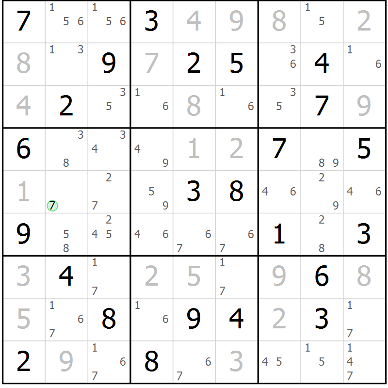 Position des candidats pour la solution de la Gr 77 page 80 du magazine de sudoku Virtuose n° 110