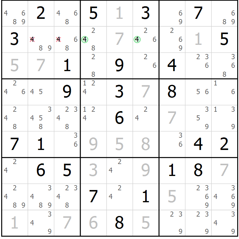 Position des candidats pour la solution de la Gr 78 page 81 du magazine de sudoku Virtuose n° 110
