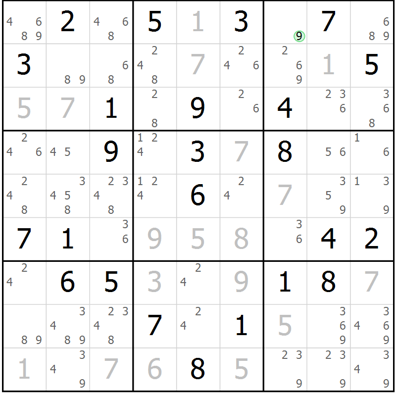 Position des candidats pour la solution de la Gr 78 page 81 du magazine de sudoku Virtuose n° 110