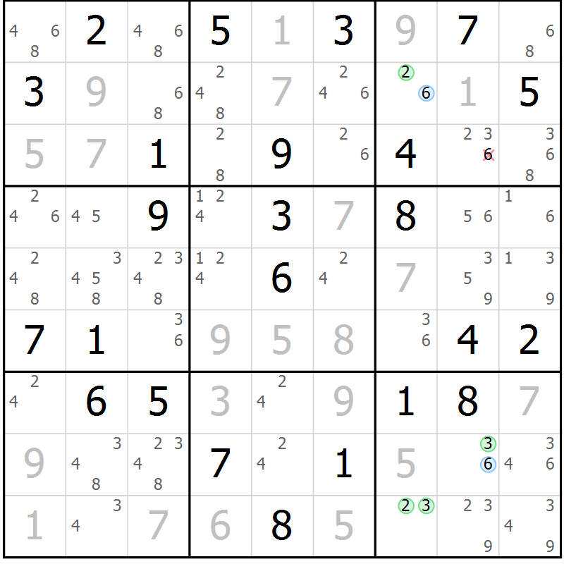 Position des candidats pour la solution de la Gr 78 page 81 du magazine de sudoku Virtuose n° 110