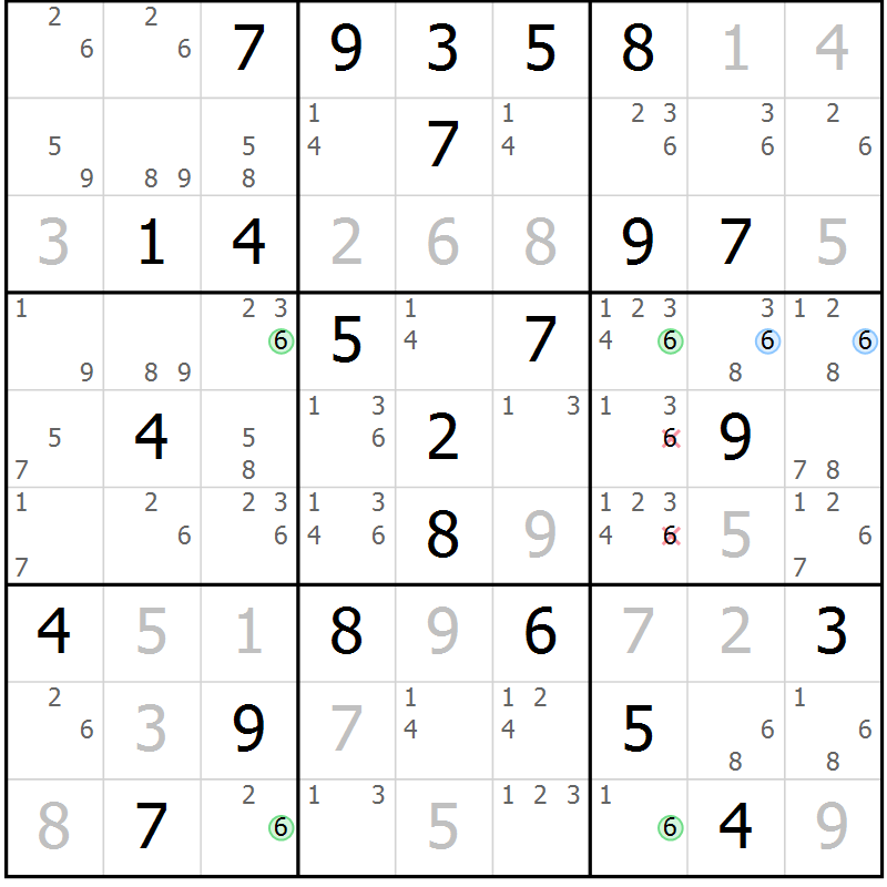 Position des candidats pour la solution de la Gr 79 page 82 du magazine de sudoku Virtuose n° 110