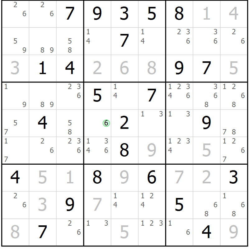 Position des candidats pour la solution de la Gr 79 page 82 du magazine de sudoku Virtuose n° 110