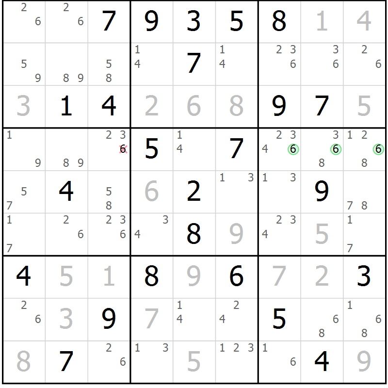 Position des candidats pour la solution de la Gr 79 page 82 du magazine de sudoku Virtuose n° 110