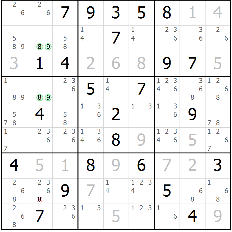 Position des candidats pour la solution de la Gr 79 page 82 du magazine de sudoku Virtuose n° 110
