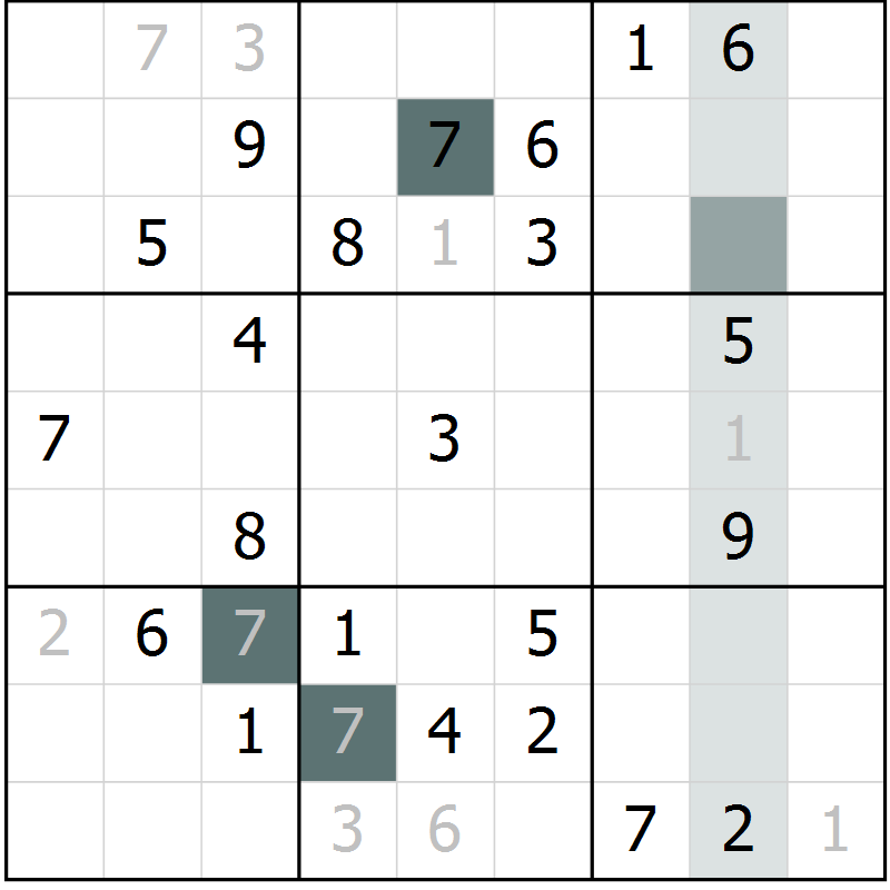 Position des candidats pour la solution de la Gr 8 page 11 du magazine de sudoku Virtuose n° 110