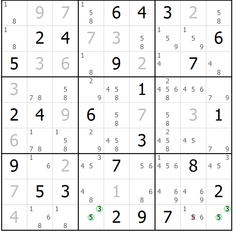 Position des candidats pour la solution de la Gr 80 page 83 du magazine de sudoku Virtuose n° 110