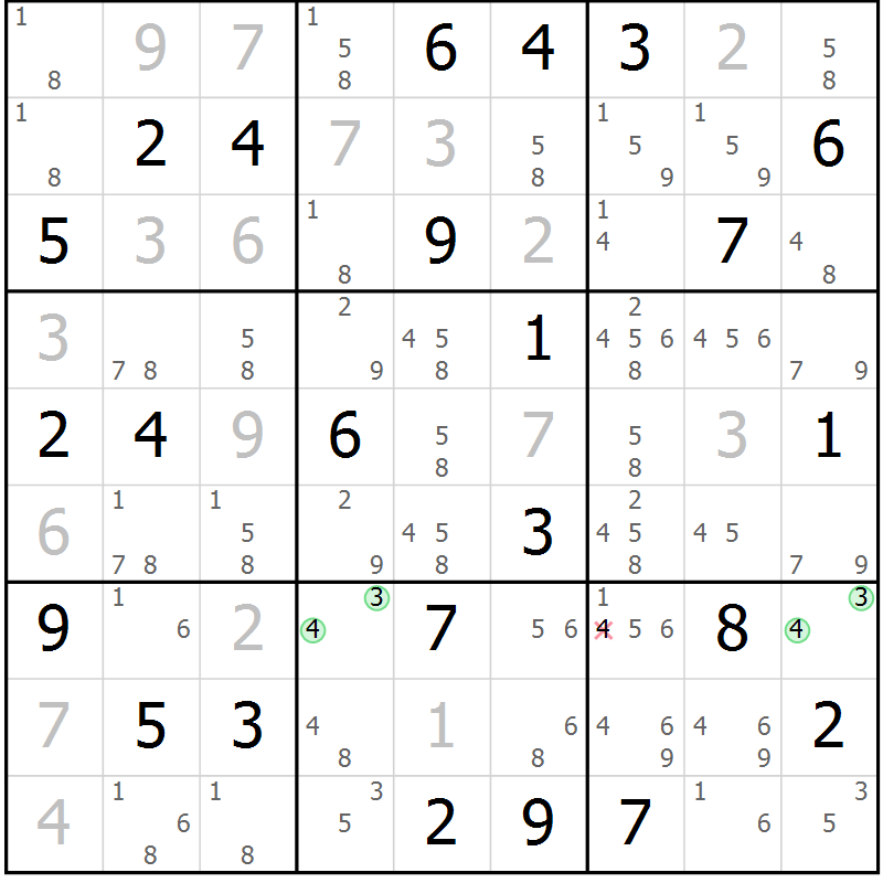 Position des candidats pour la solution de la Gr 80 page 83 du magazine de sudoku Virtuose n° 110