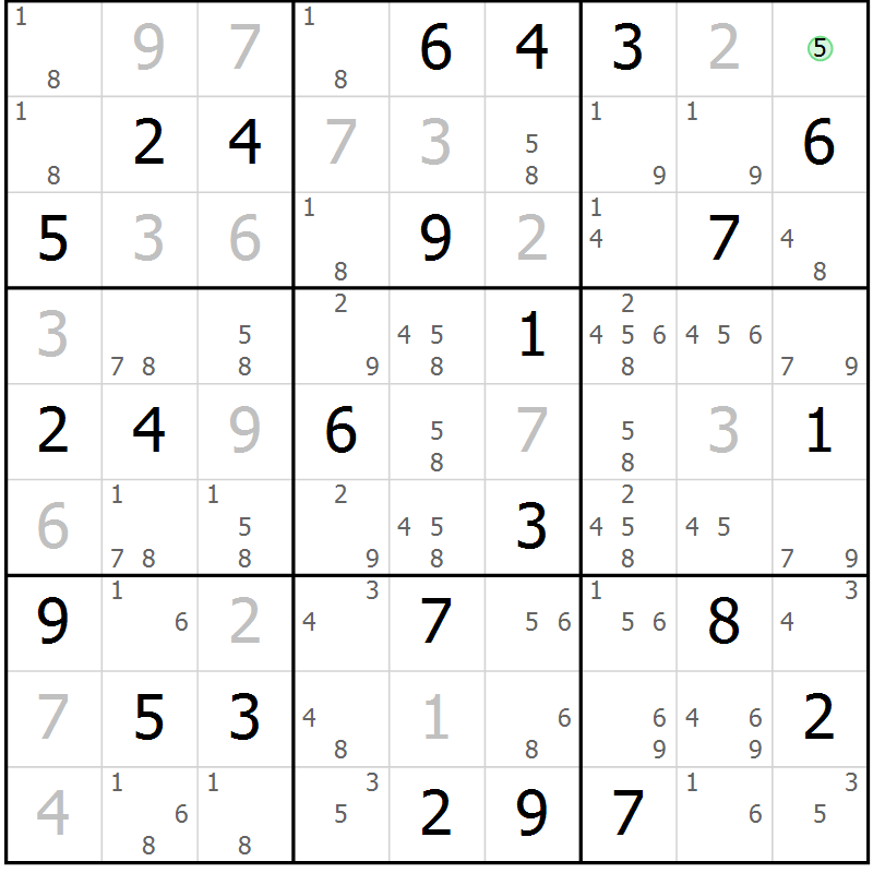Position des candidats pour la solution de la Gr 80 page 83 du magazine de sudoku Virtuose n° 110
