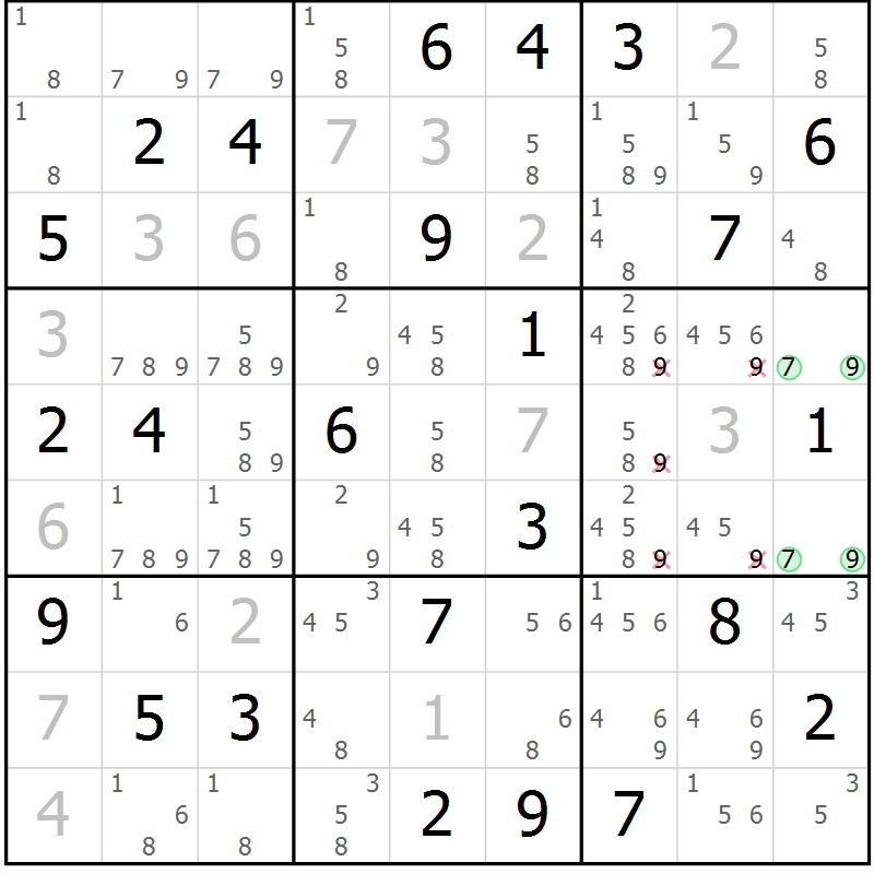 Position des candidats pour la solution de la Gr 80 page 83 du magazine de sudoku Virtuose n° 110