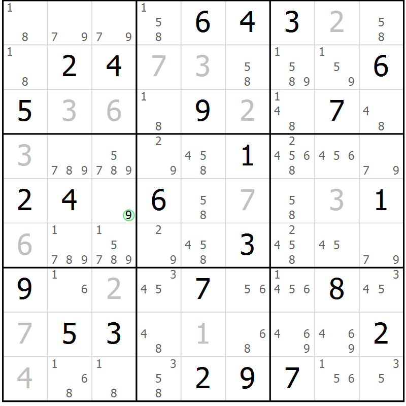 Position des candidats pour la solution de la Gr 80 page 83 du magazine de sudoku Virtuose n° 110