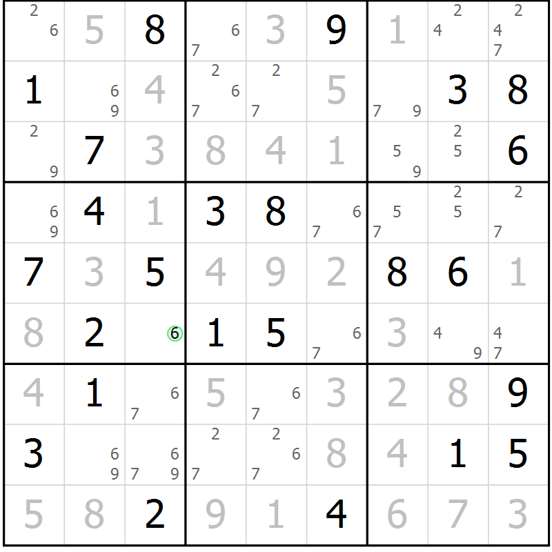 Position des candidats pour la solution de la Gr 83 page 86 du magazine de sudoku Virtuose n° 110
