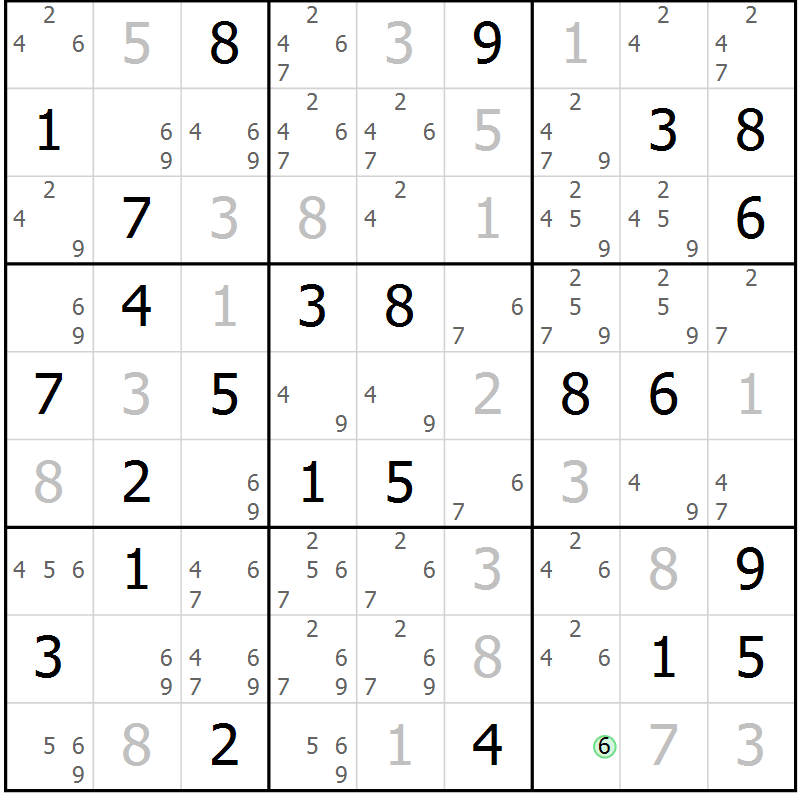 Position des candidats pour la solution de la Gr 83 page 86 du magazine de sudoku Virtuose n° 110