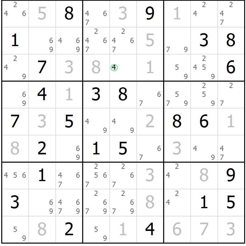 Position des candidats pour la solution de la Gr 83 page 86 du magazine de sudoku Virtuose n° 110