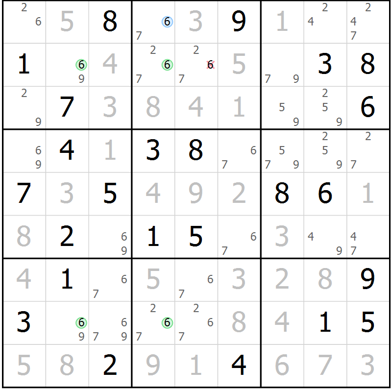 Position des candidats pour la solution de la Gr 83 page 86 du magazine de sudoku Virtuose n° 110