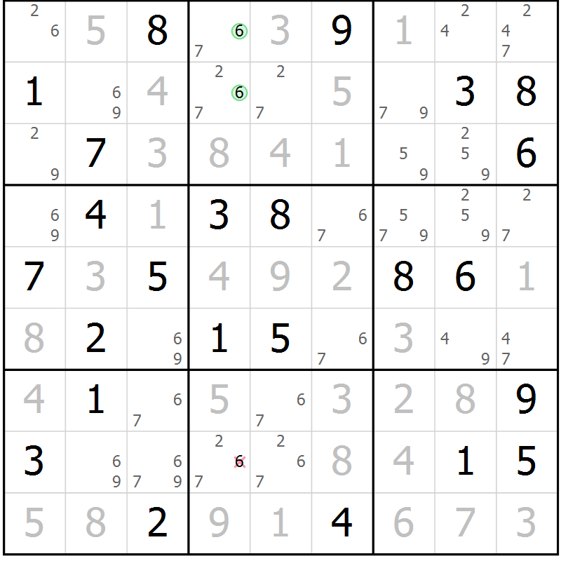 Position des candidats pour la solution de la Gr 83 page 86 du magazine de sudoku Virtuose n° 110