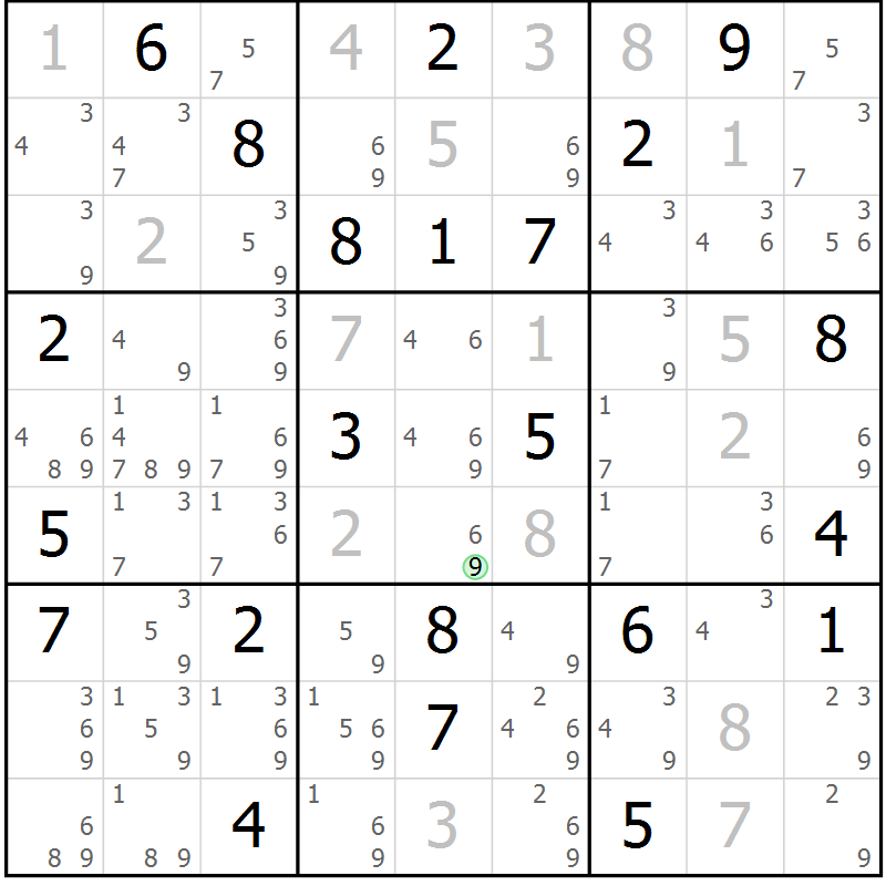 Position des candidats pour la solution de la Gr 84 page 87 du magazine de sudoku Virtuose n° 110