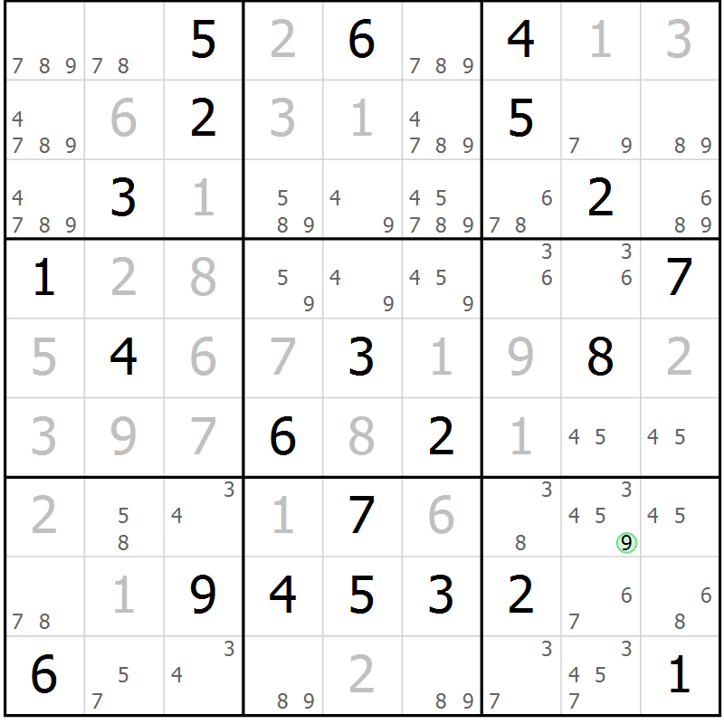 Position des candidats pour la solution de la Gr 9 page 12 du magazine de sudoku Virtuose n° 110