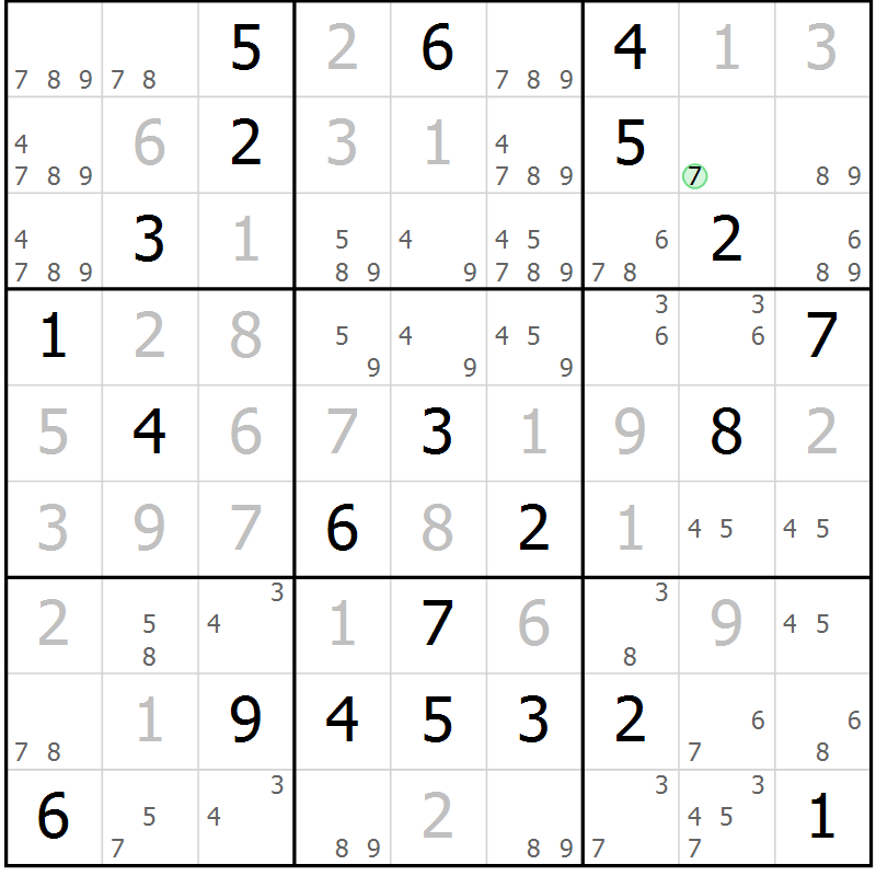 Position des candidats pour la solution de la Gr 9 page 12 du magazine de sudoku Virtuose n° 110