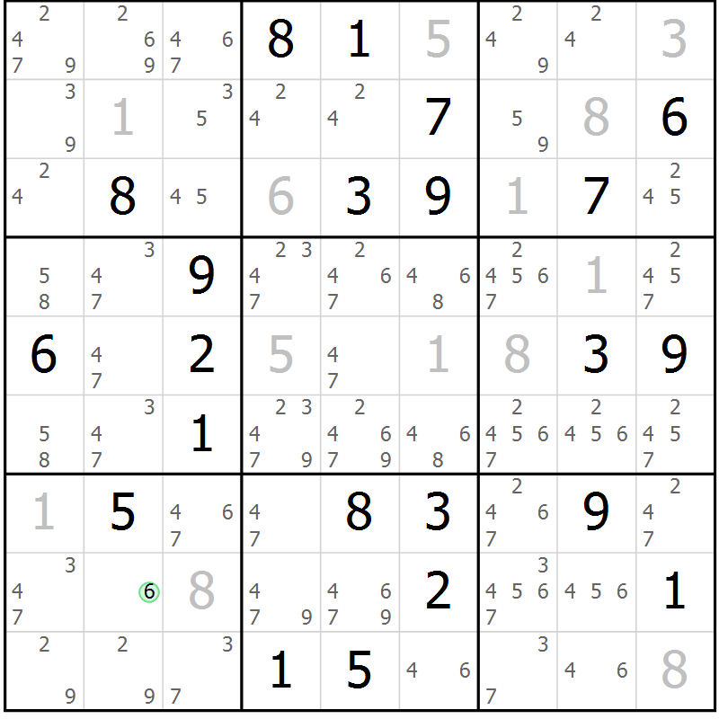 Position des candidats pour la solution de la Gr 1 page 4 du magazine de sudoku Virtuose n° 111