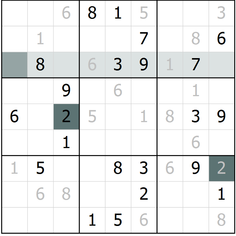 Position des candidats pour la solution de la Gr 1 page 4 du magazine de sudoku Virtuose n° 111