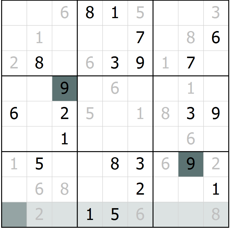 Position des candidats pour la solution de la Gr 1 page 4 du magazine de sudoku Virtuose n° 111