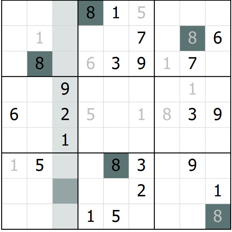 Position des candidats pour la solution de la Gr 1 page 4 du magazine de sudoku Virtuose n° 111