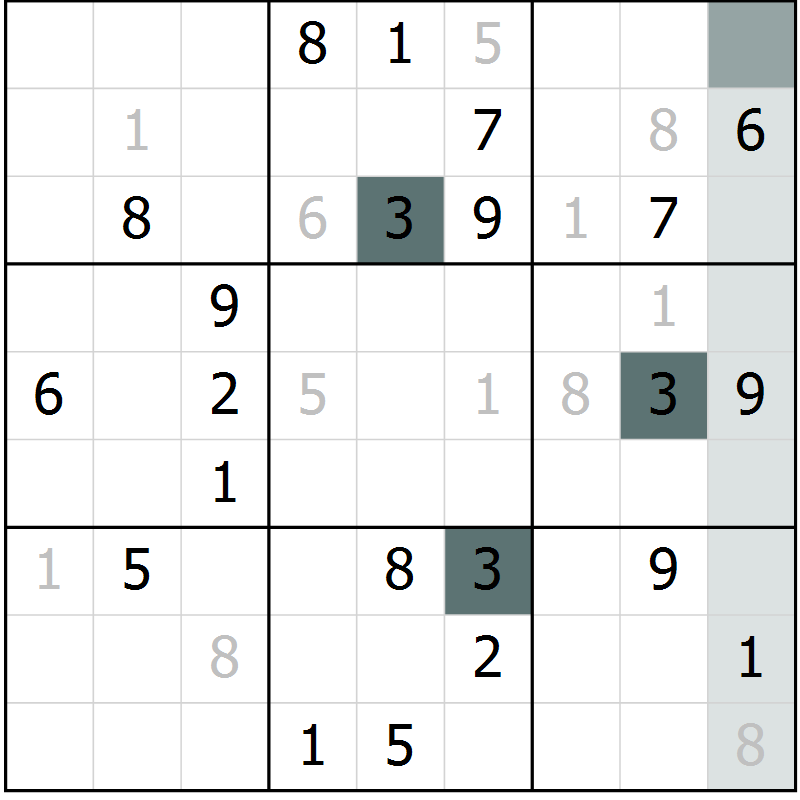 Position des candidats pour la solution de la Gr 1 page 4 du magazine de sudoku Virtuose n° 111