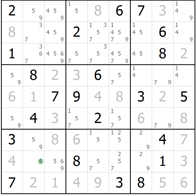 Position des candidats pour la solution de la Gr 10 page 13 du magazine de sudoku Virtuose n° 111