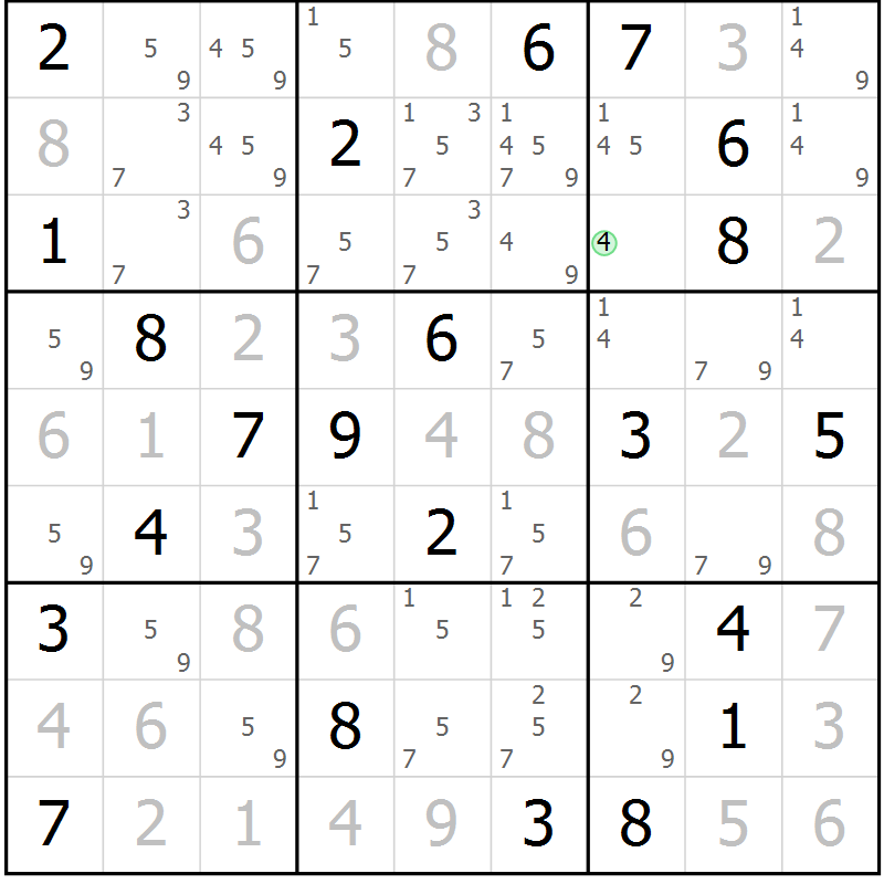 Position des candidats pour la solution de la Gr 10 page 13 du magazine de sudoku Virtuose n° 111