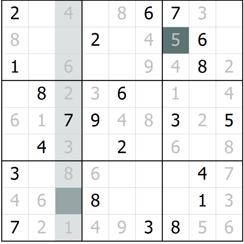 Position des candidats pour la solution de la Gr 10 page 13 du magazine de sudoku Virtuose n° 111