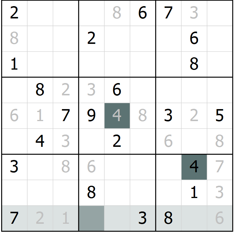 Position des candidats pour la solution de la Gr 10 page 13 du magazine de sudoku Virtuose n° 111