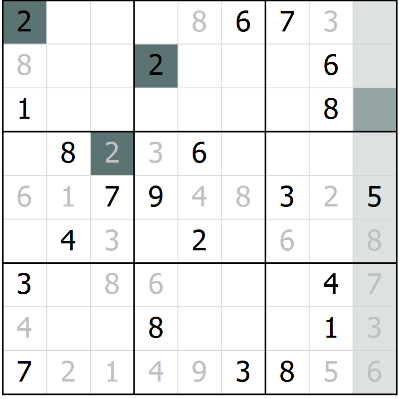Position des candidats pour la solution de la Gr 10 page 13 du magazine de sudoku Virtuose n° 111