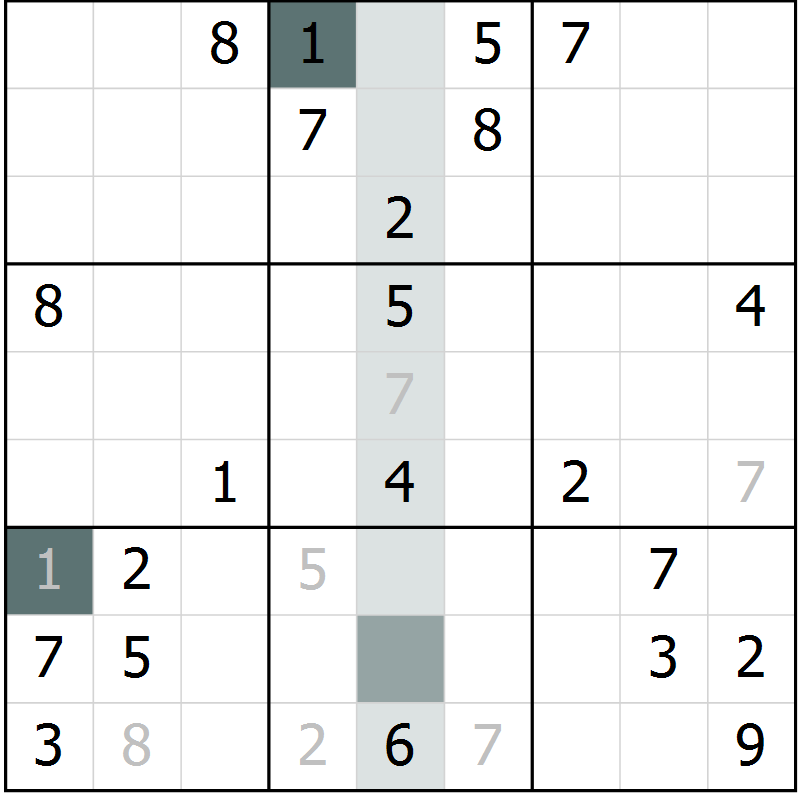 Position des candidats pour la solution de la Gr 11 page 14 du magazine de sudoku Virtuose n° 111