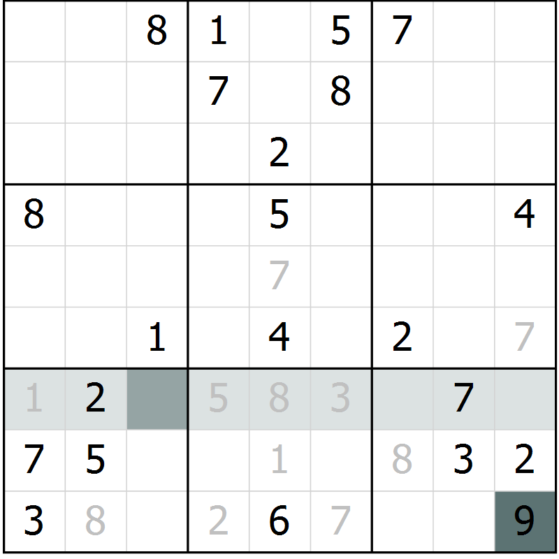 Position des candidats pour la solution de la Gr 11 page 14 du magazine de sudoku Virtuose n° 111
