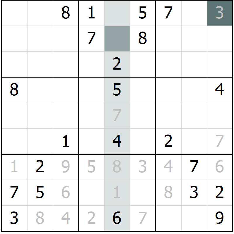 Position des candidats pour la solution de la Gr 11 page 14 du magazine de sudoku Virtuose n° 111