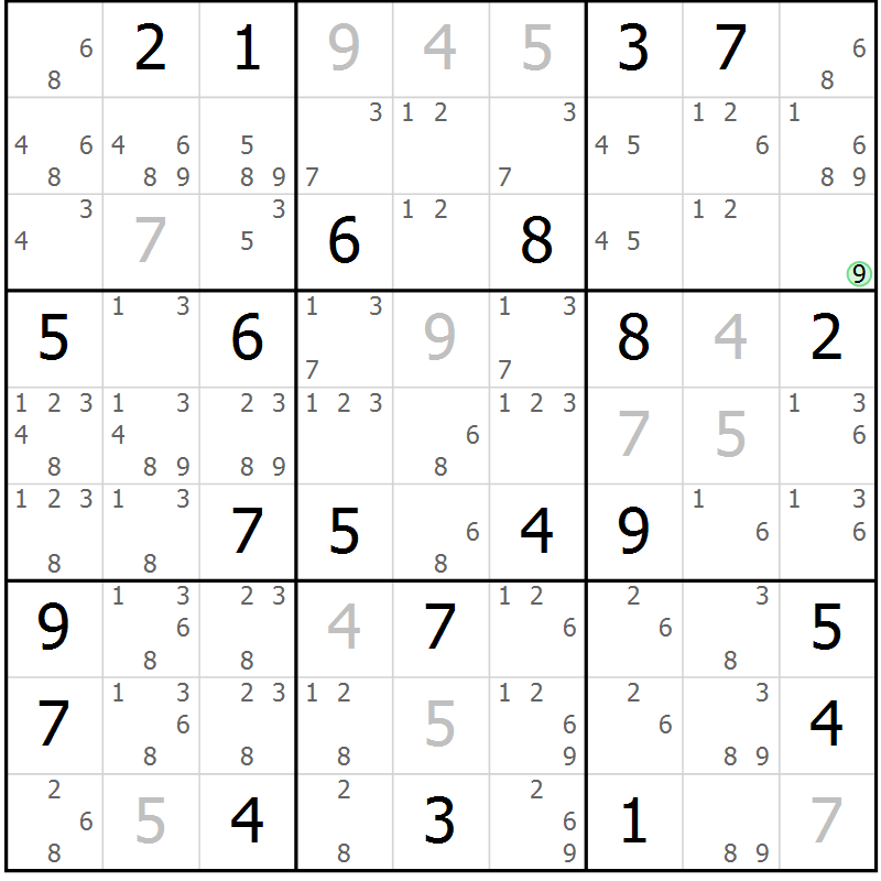 Position des candidats pour la solution de la Gr 12 page 15 du magazine de sudoku Virtuose n° 111