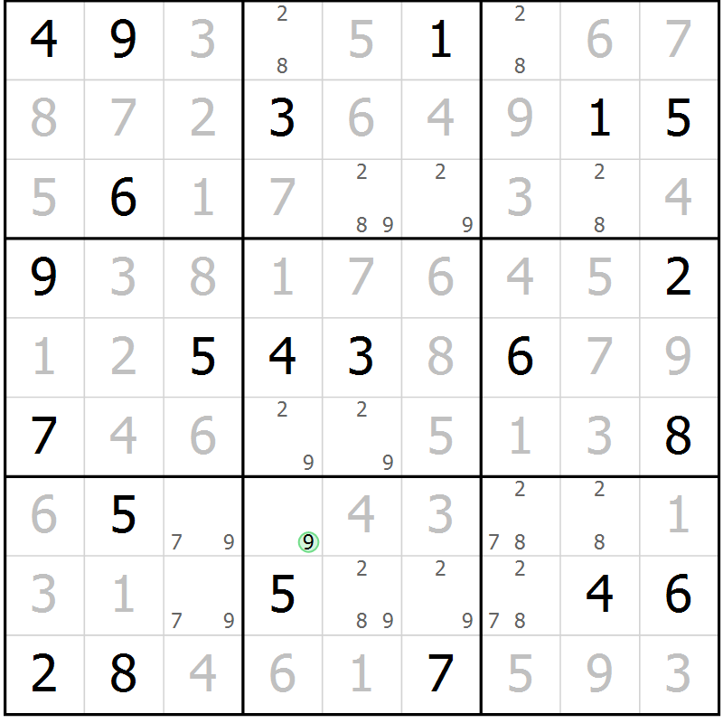 Position des candidats pour la solution de la Gr 14 page 17 du magazine de sudoku Virtuose n° 111