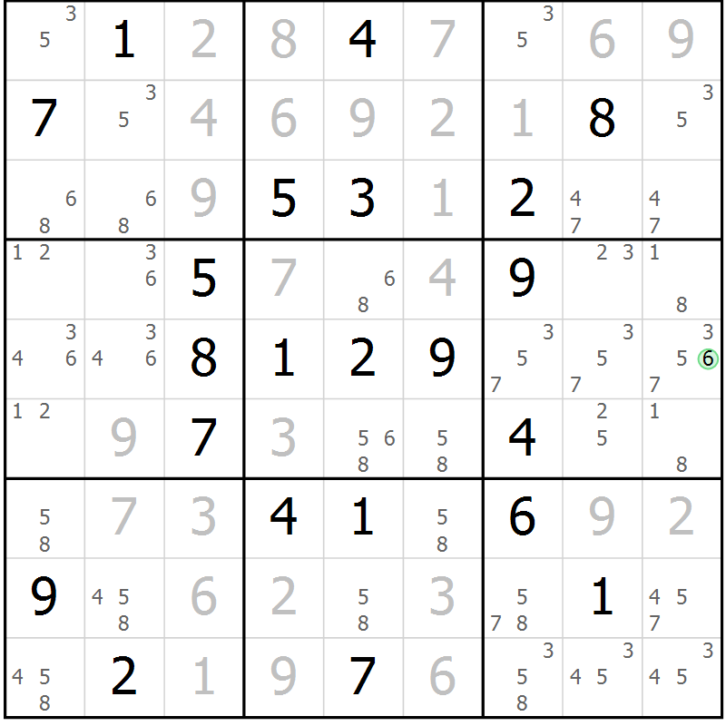 Position des candidats pour la solution de la Gr 16 page 19 du magazine de sudoku Virtuose n° 111