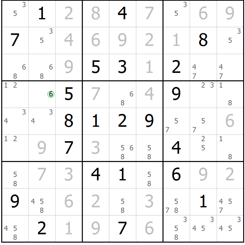 Position des candidats pour la solution de la Gr 16 page 19 du magazine de sudoku Virtuose n° 111