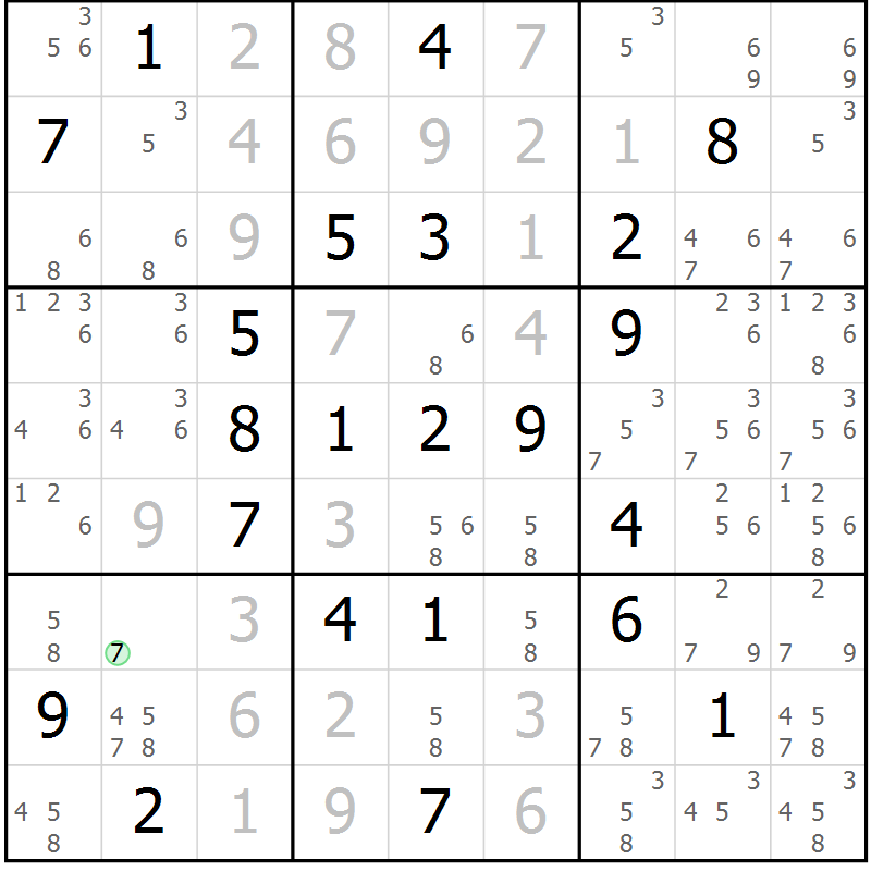 Position des candidats pour la solution de la Gr 16 page 19 du magazine de sudoku Virtuose n° 111